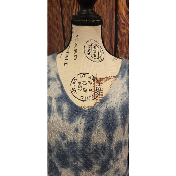 V-Neck Sweater S Blue White Tie-Dye - Picture 3 of 3